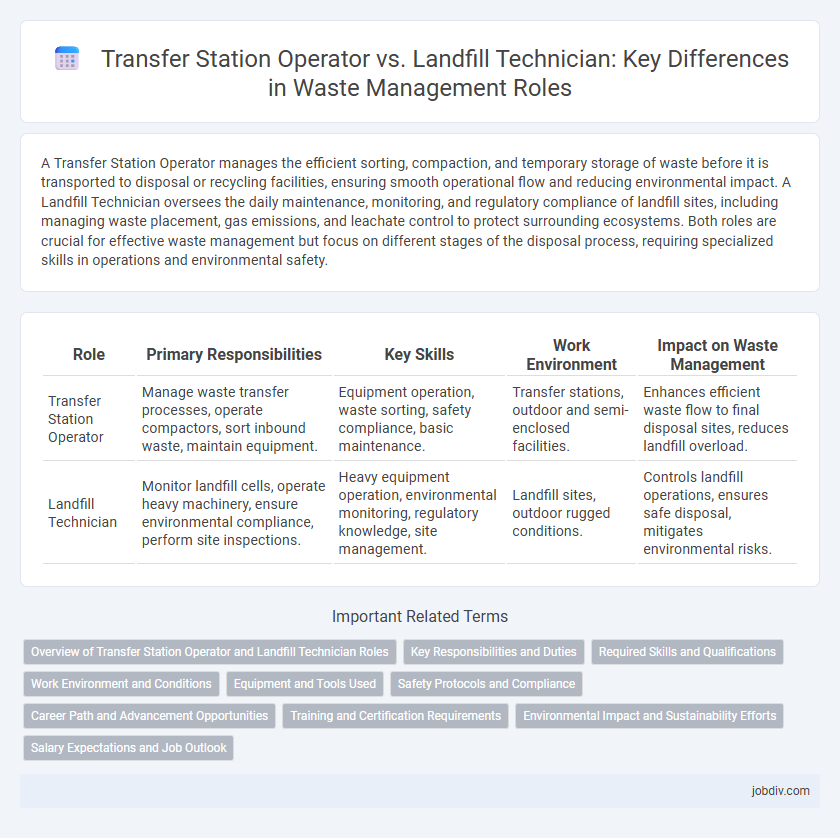 Transfer Station Operator vs. Landfill Technician: Key Differences in Waste Management Roles