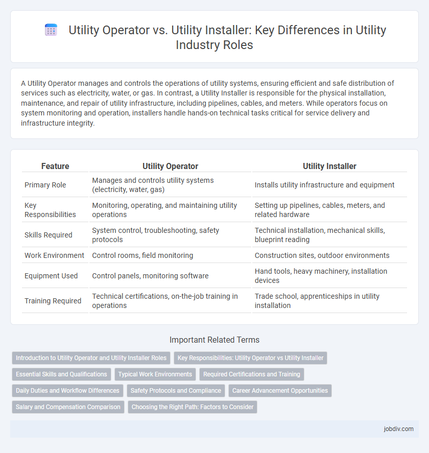 Utility Operator vs. Utility Installer: Key Differences in Utility Industry Roles