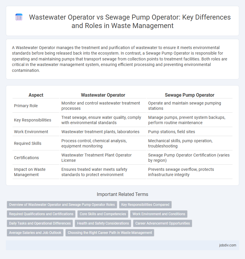 Wastewater Operator vs Sewage Pump Operator: Key Differences and Roles in Waste Management