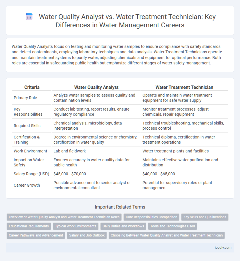 Water Quality Analyst vs. Water Treatment Technician: Key Differences in Water Management Careers