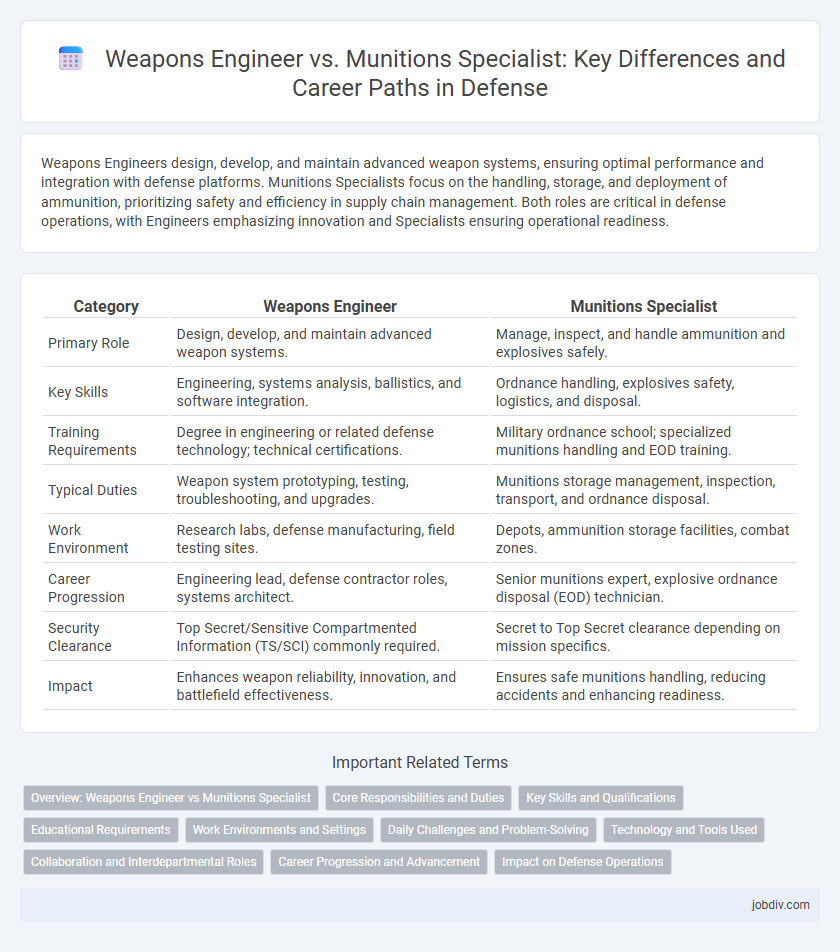 Weapons Engineer vs. Munitions Specialist: Key Differences and Career Paths in Defense