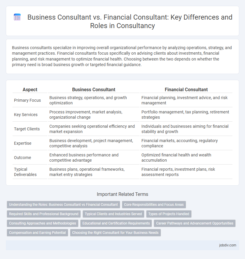 Business Consultant vs. Financial Consultant: Key Differences and Roles in Consultancy