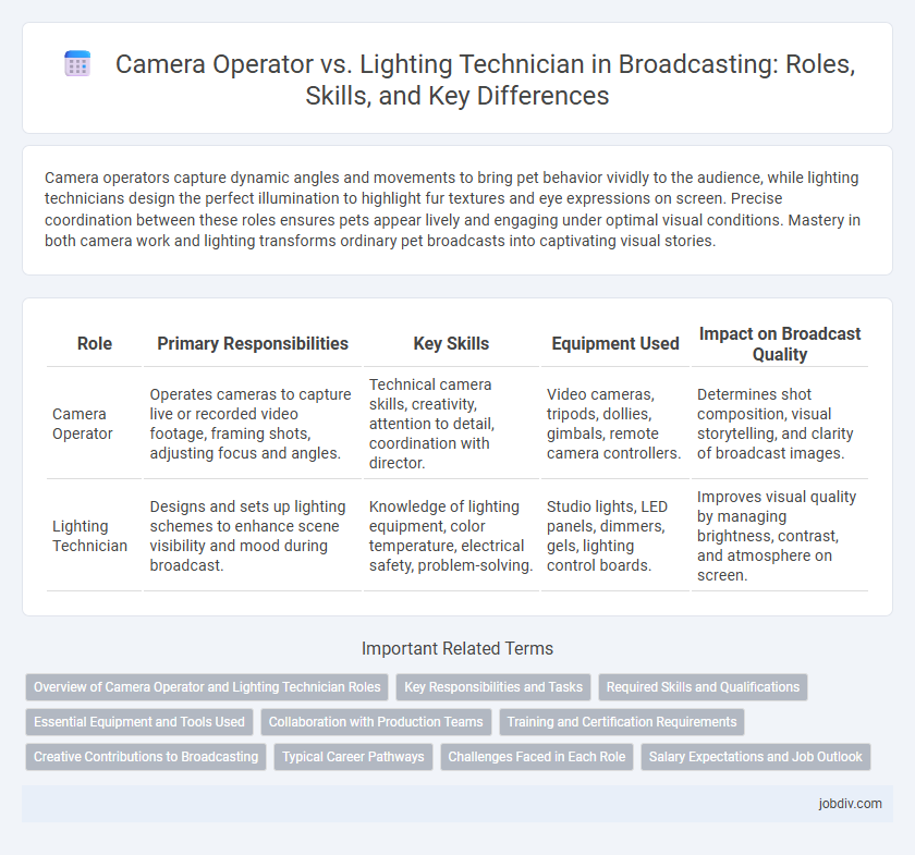 Camera Operator vs. Lighting Technician in Broadcasting: Roles, Skills, and Key Differences