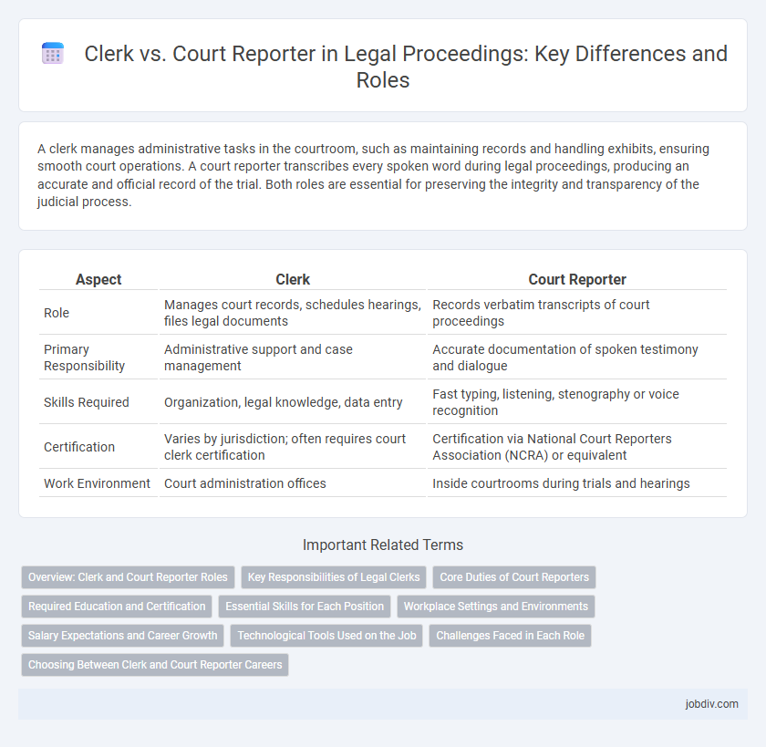 Clerk vs. Court Reporter in Legal Proceedings: Key Differences and Roles