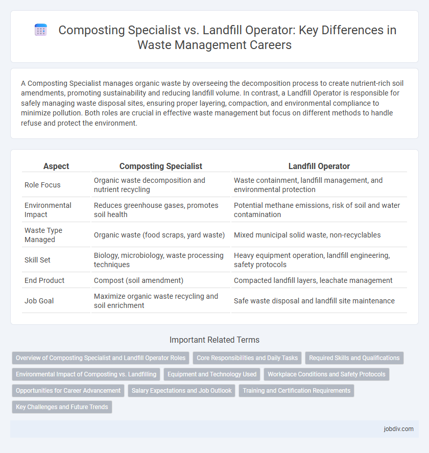 Composting Specialist vs. Landfill Operator: Key Differences in Waste Management Careers
