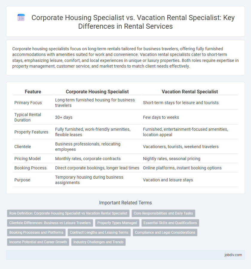 Corporate Housing Specialist vs. Vacation Rental Specialist: Key Differences in Rental Services