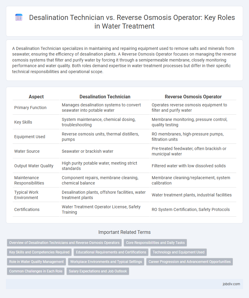 Desalination Technician vs. Reverse Osmosis Operator: Key Roles in Water Treatment