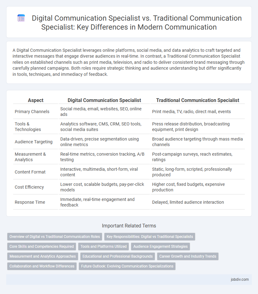 Digital Communication Specialist vs. Traditional Communication Specialist: Key Differences in Modern Communication