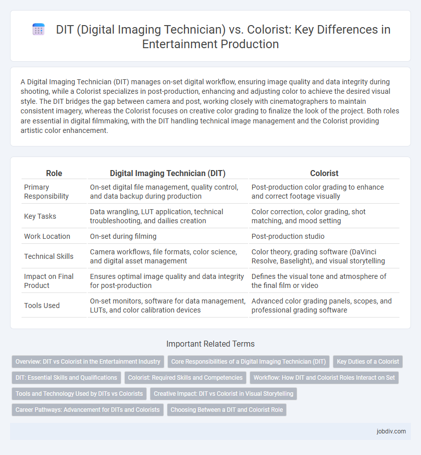 DIT (Digital Imaging Technician) vs. Colorist: Key Differences in Entertainment Production