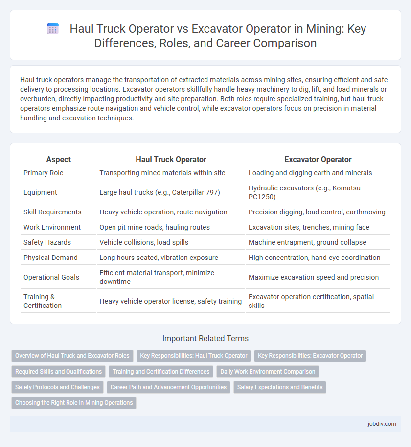 Haul Truck Operator vs Excavator Operator in Mining: Key Differences, Roles, and Career Comparison