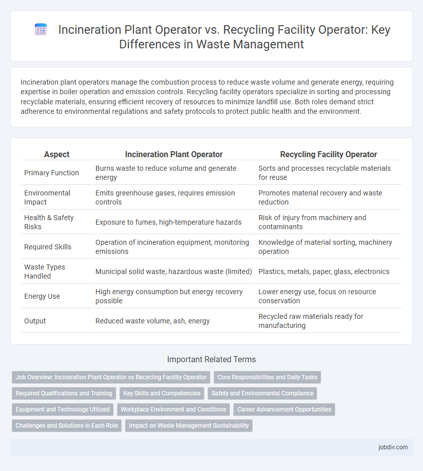 Incineration Plant Operator vs. Recycling Facility Operator: Key Differences in Waste Management