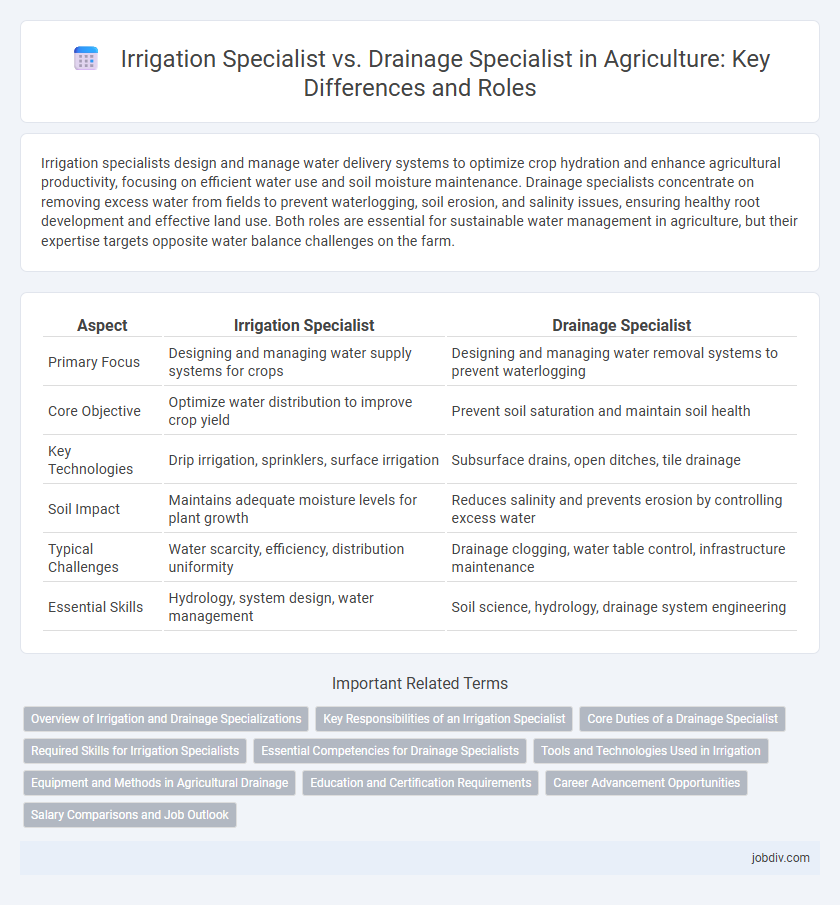 Irrigation Specialist vs. Drainage Specialist in Agriculture: Key Differences and Roles