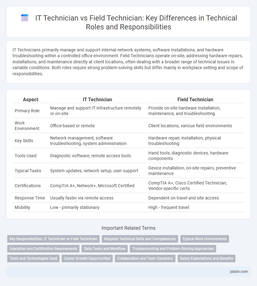 IT Technician vs Field Technician: Key Differences in Technical Roles and Responsibilities