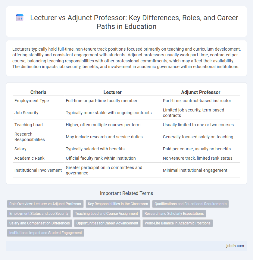 Lecturer vs Adjunct Professor: Key Differences, Roles, and Career Paths in Education