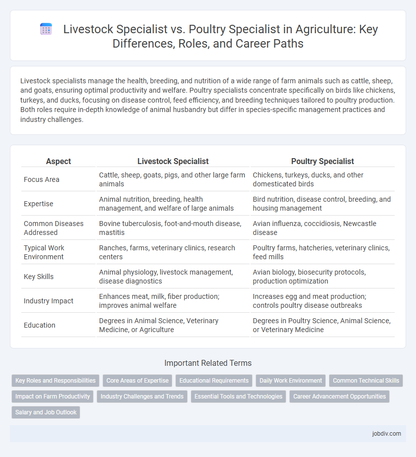 Livestock Specialist vs. Poultry Specialist in Agriculture: Key Differences, Roles, and Career Paths