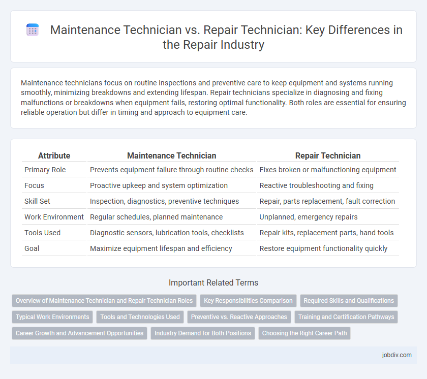 Maintenance Technician vs. Repair Technician: Key Differences in the Repair Industry