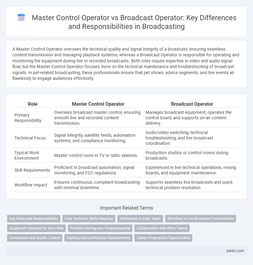 Master Control Operator vs Broadcast Operator: Key Differences and Responsibilities in Broadcasting