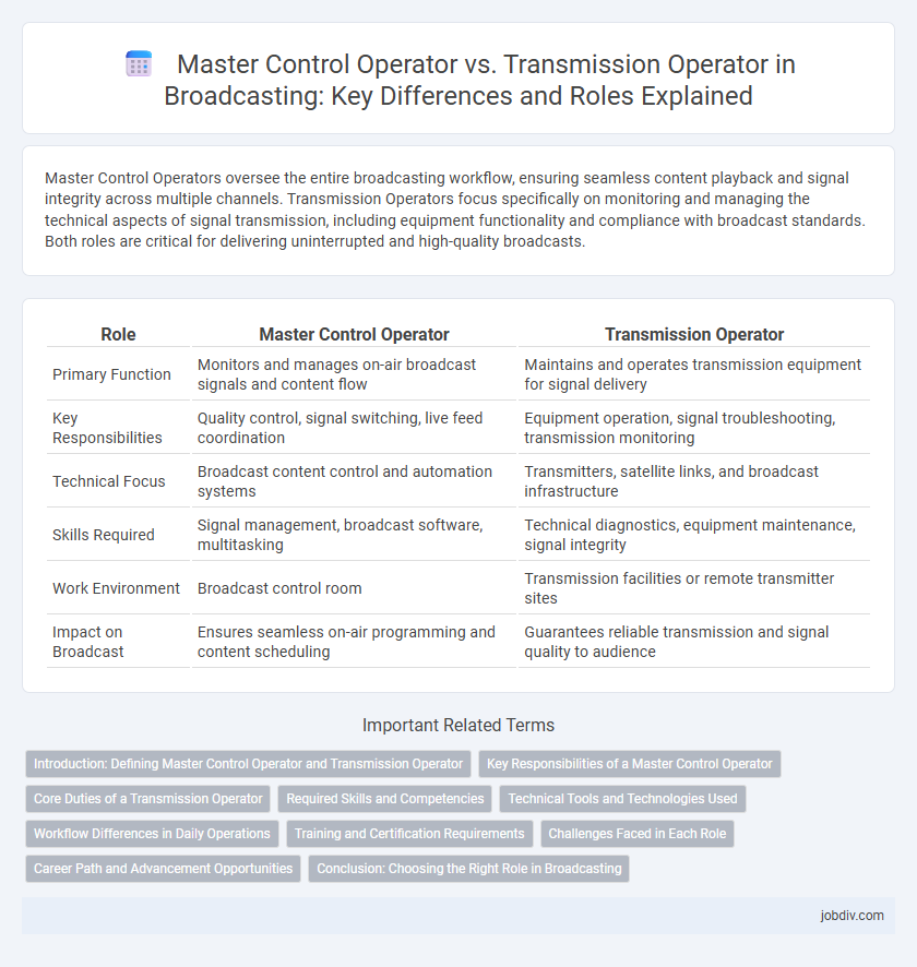 Master Control Operator vs. Transmission Operator in Broadcasting: Key Differences and Roles Explained