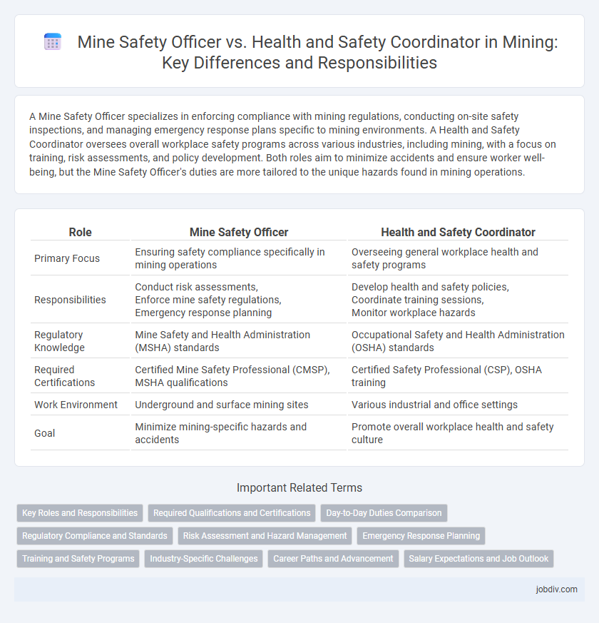 Mine Safety Officer vs. Health and Safety Coordinator in Mining: Key Differences and Responsibilities