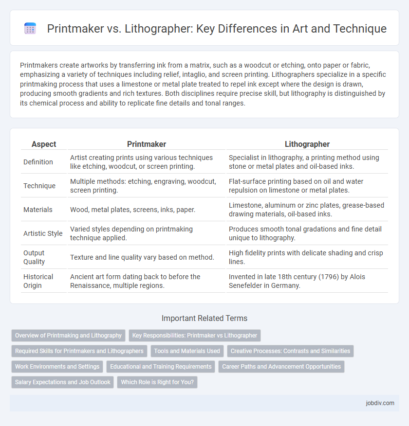 Printmaker vs. Lithographer: Key Differences in Art and Technique