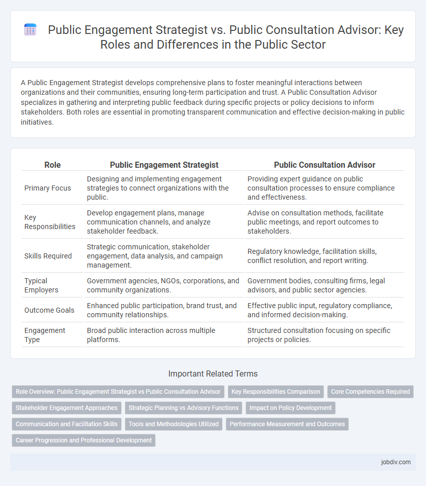 Public Engagement Strategist vs. Public Consultation Advisor: Key Roles and Differences in the Public Sector
