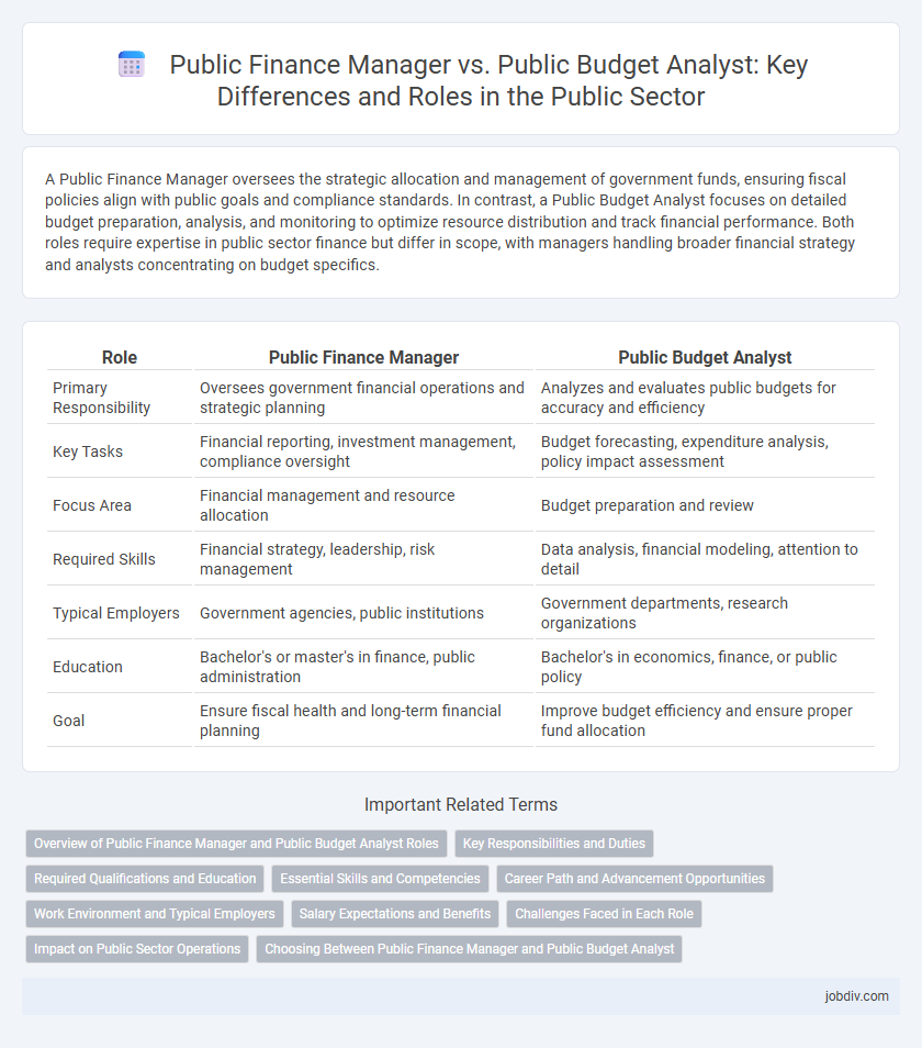 Public Finance Manager vs. Public Budget Analyst: Key Differences and Roles in the Public Sector