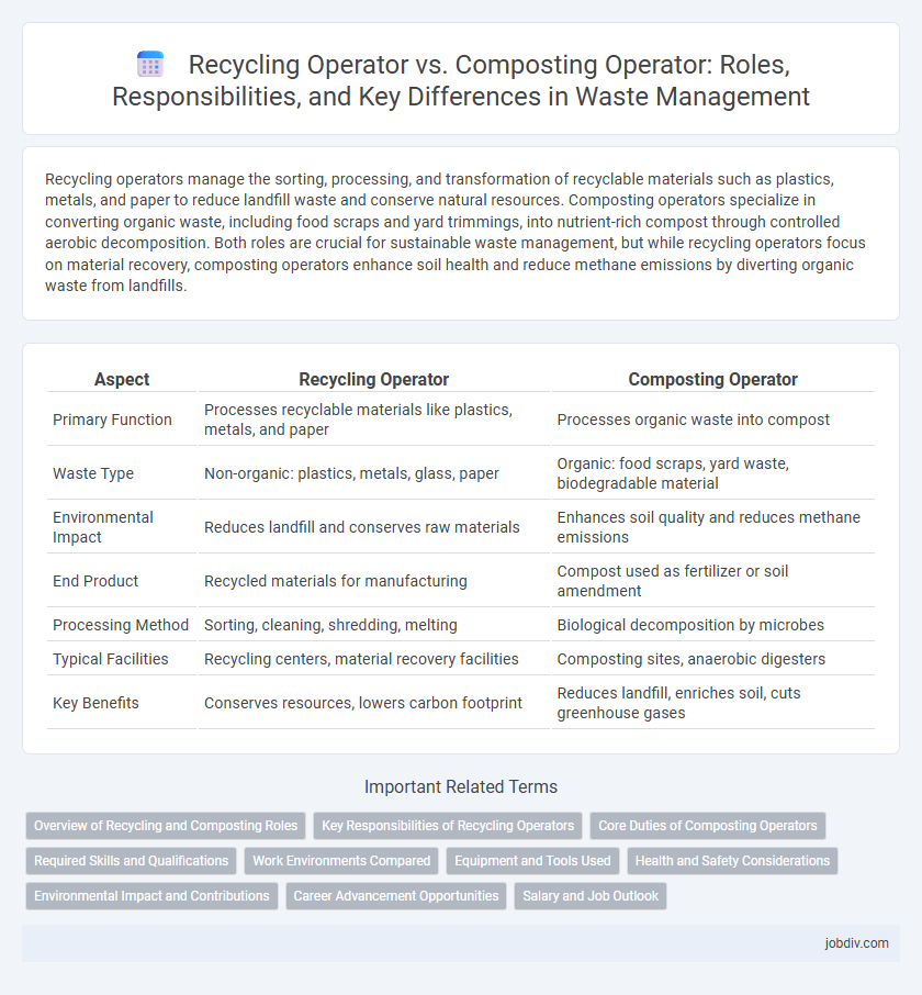 Recycling Operator vs. Composting Operator: Roles, Responsibilities, and Key Differences in Waste Management