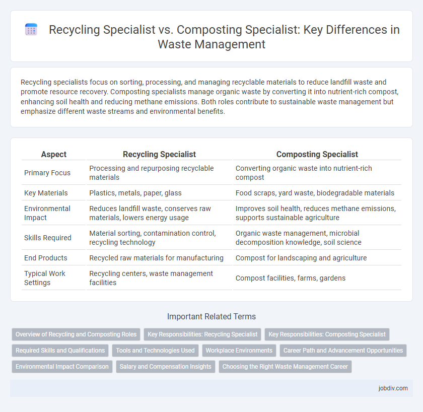 Recycling Specialist vs. Composting Specialist: Key Differences in Waste Management