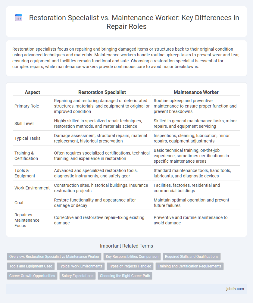 Restoration Specialist vs. Maintenance Worker: Key Differences in Repair Roles