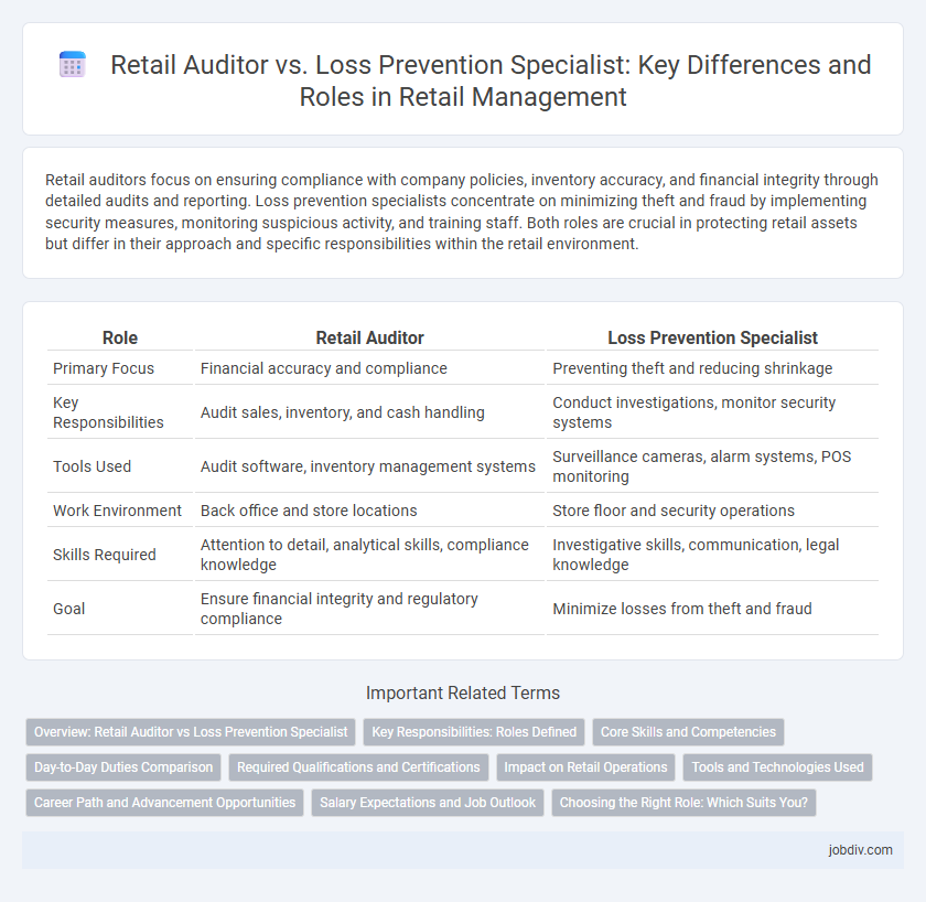 Retail Auditor vs. Loss Prevention Specialist: Key Differences and Roles in Retail Management