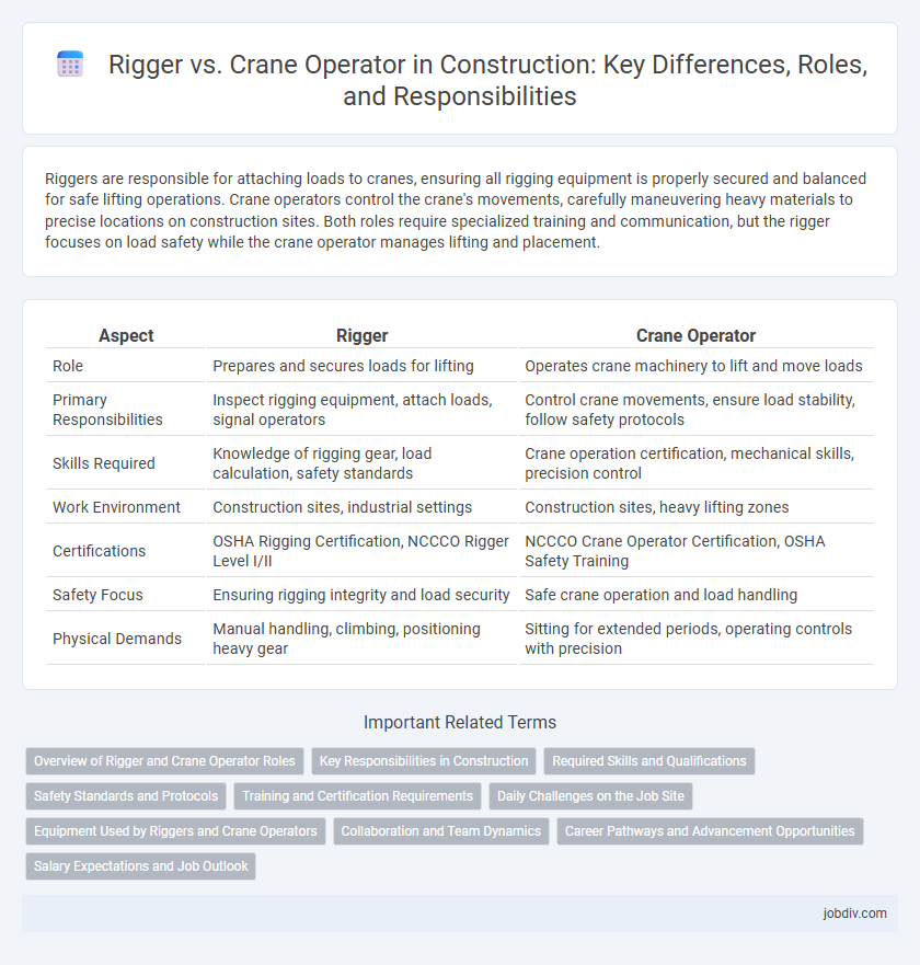 Rigger vs. Crane Operator in Construction: Key Differences, Roles, and Responsibilities