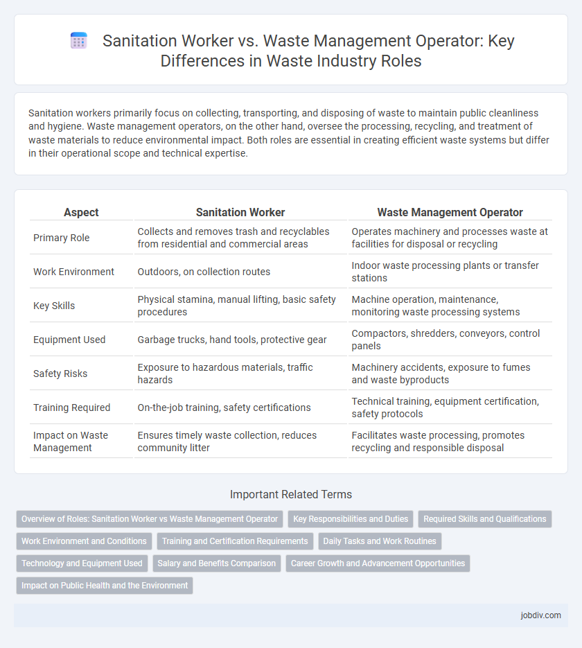 Sanitation Worker vs. Waste Management Operator: Key Differences in Waste Industry Roles