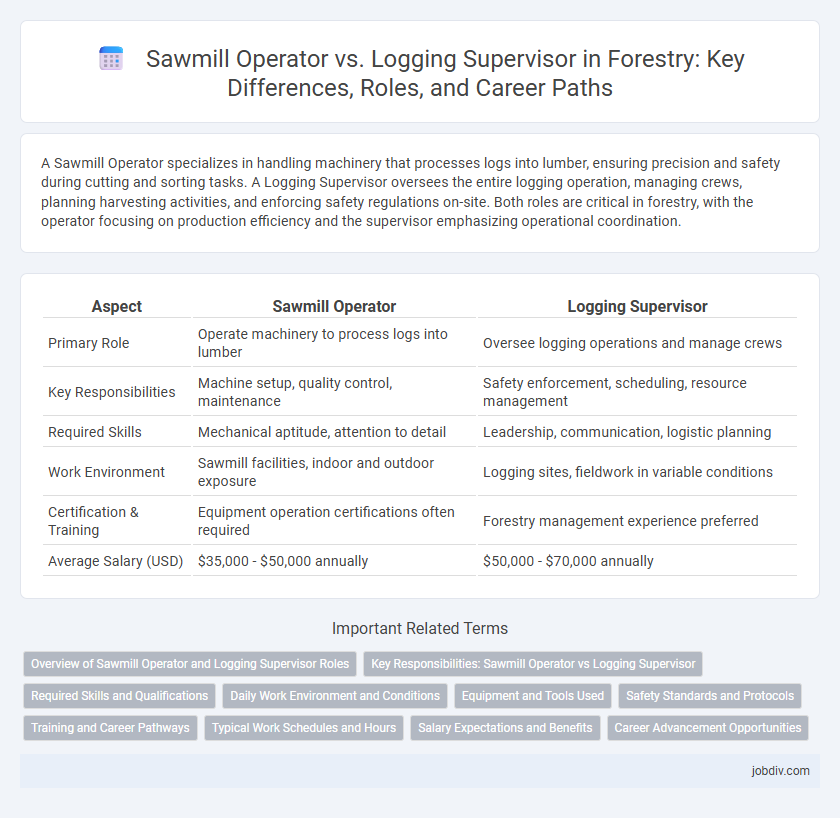 Sawmill Operator vs. Logging Supervisor in Forestry: Key Differences, Roles, and Career Paths