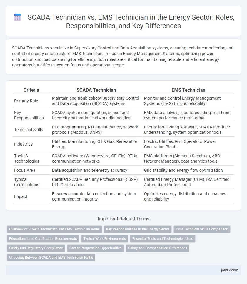 SCADA Technician vs. EMS Technician in the Energy Sector: Roles, Responsibilities, and Key Differences