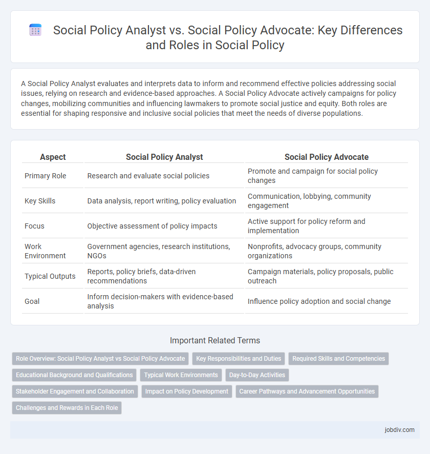 Social Policy Analyst vs. Social Policy Advocate: Key Differences and Roles in Social Policy