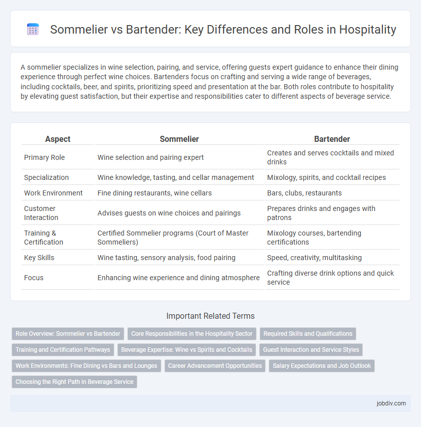 Sommelier vs Bartender: Key Differences and Roles in Hospitality