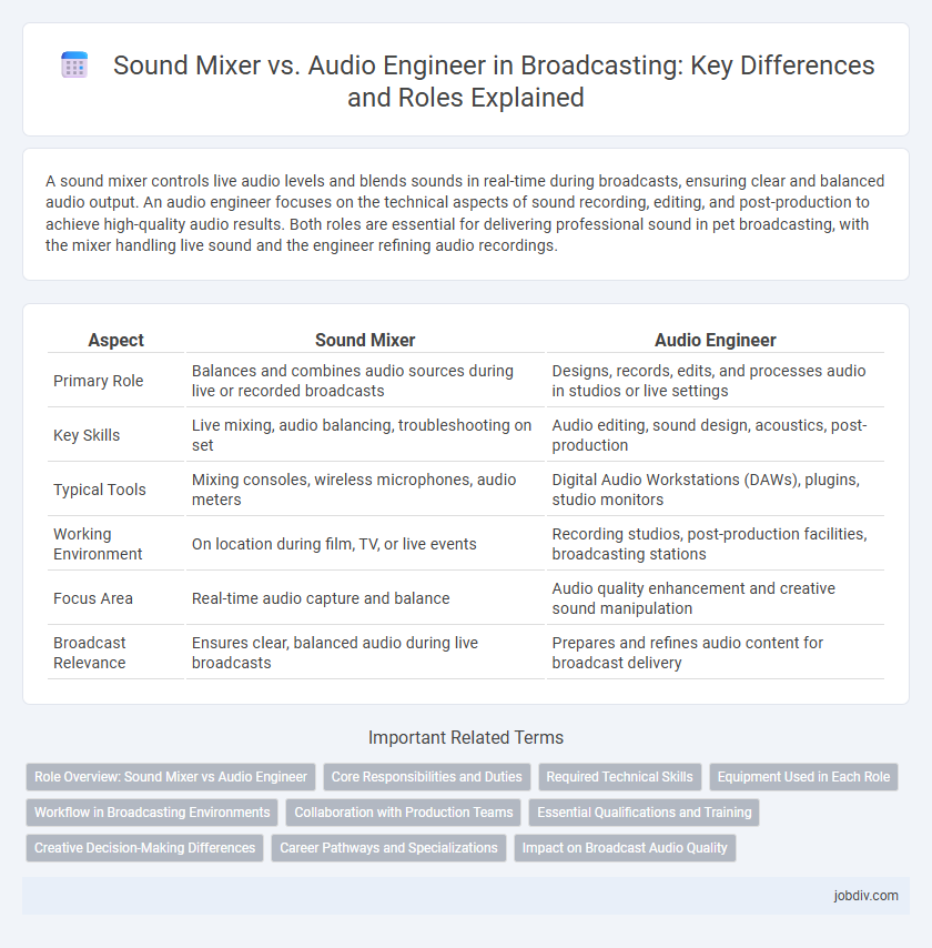 Sound Mixer vs. Audio Engineer in Broadcasting: Key Differences and Roles Explained