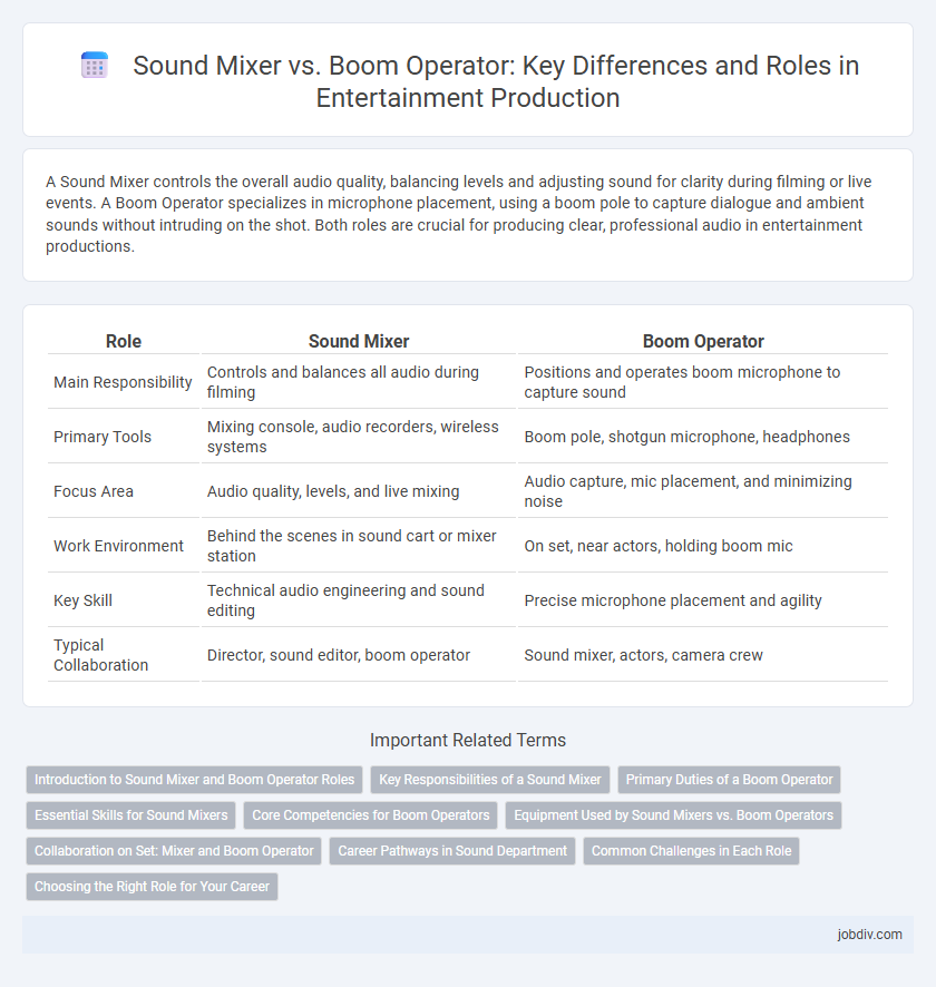 Sound Mixer vs. Boom Operator: Key Differences and Roles in Entertainment Production