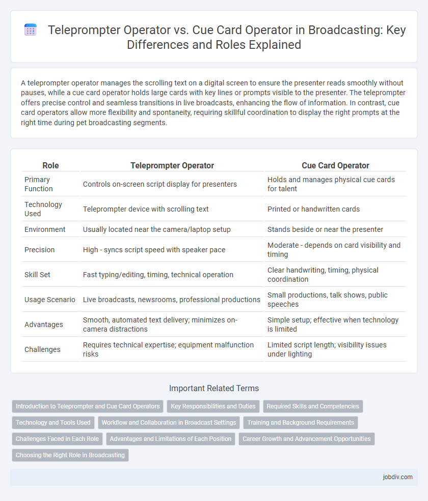Teleprompter Operator vs. Cue Card Operator in Broadcasting: Key Differences and Roles Explained