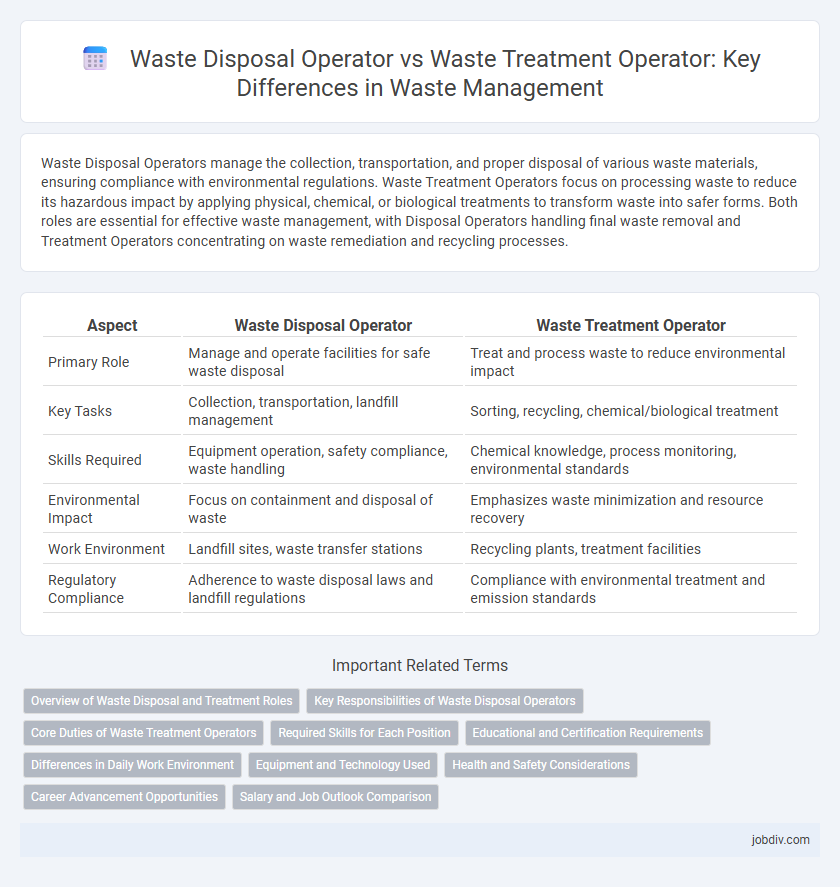 Waste Disposal Operator vs Waste Treatment Operator: Key Differences in Waste Management