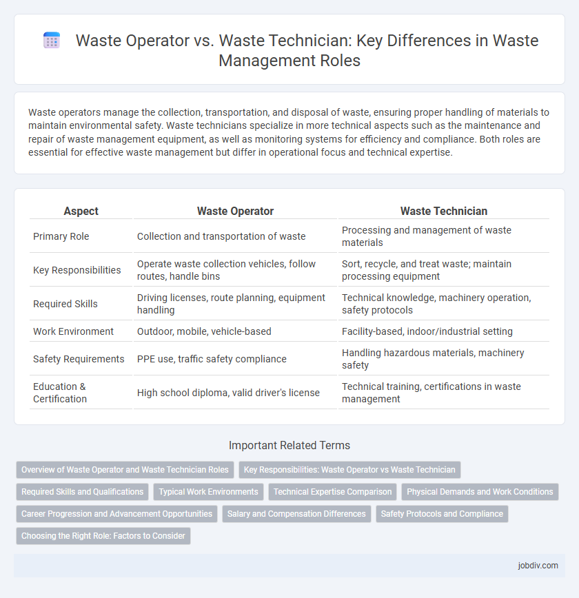 Waste Operator vs. Waste Technician: Key Differences in Waste Management Roles