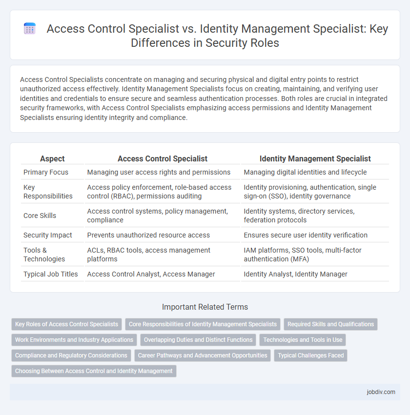 Access Control Specialist vs. Identity Management Specialist: Key Differences in Security Roles