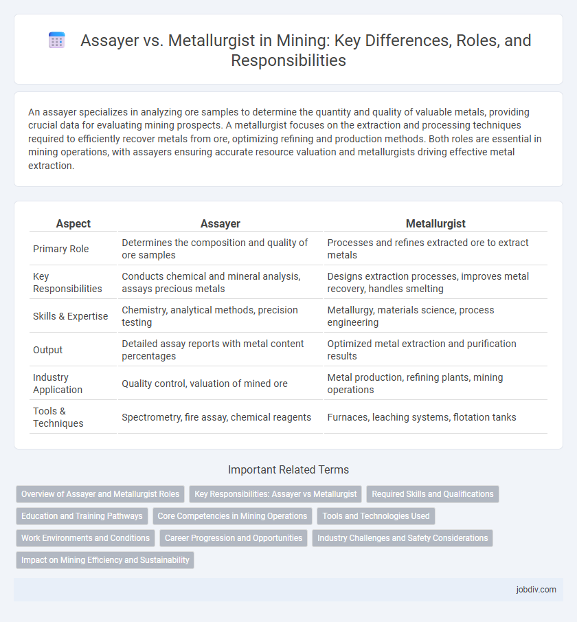 Assayer vs. Metallurgist in Mining: Key Differences, Roles, and Responsibilities