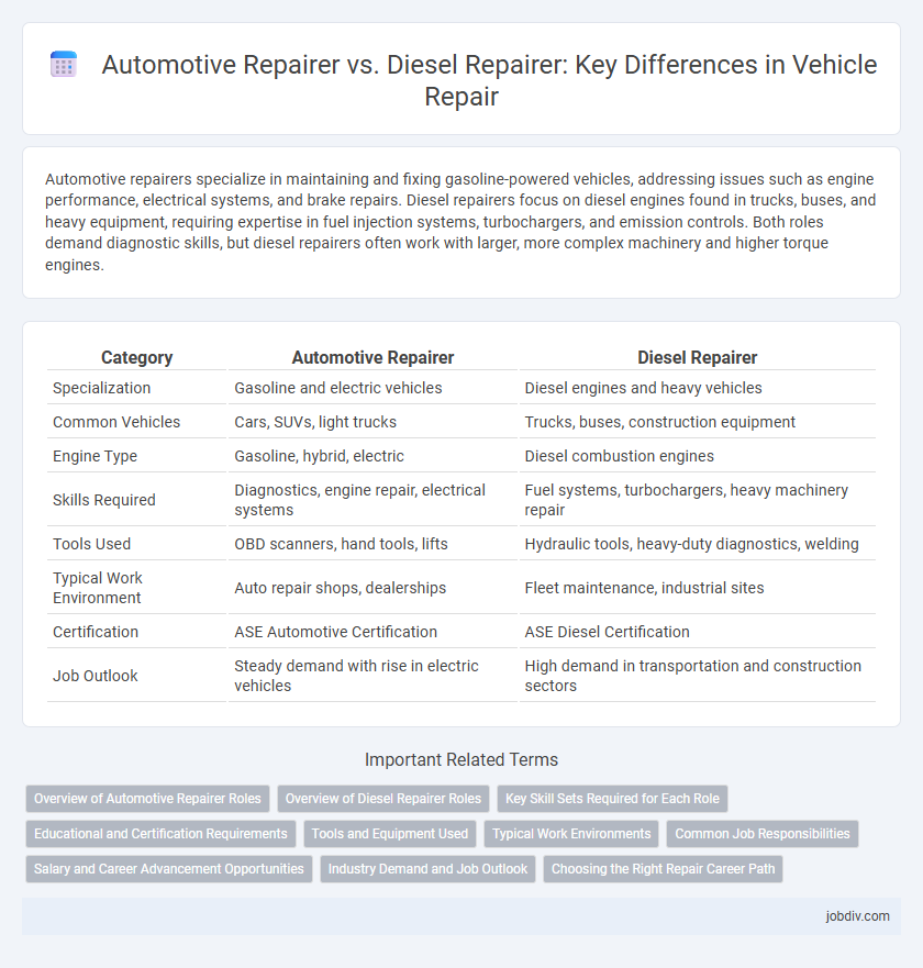 Automotive Repairer vs. Diesel Repairer: Key Differences in Vehicle Repair