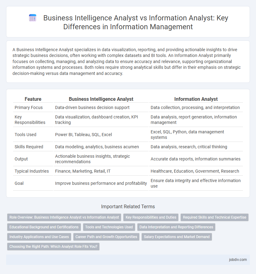Business Intelligence Analyst vs Information Analyst: Key Differences in Information Management