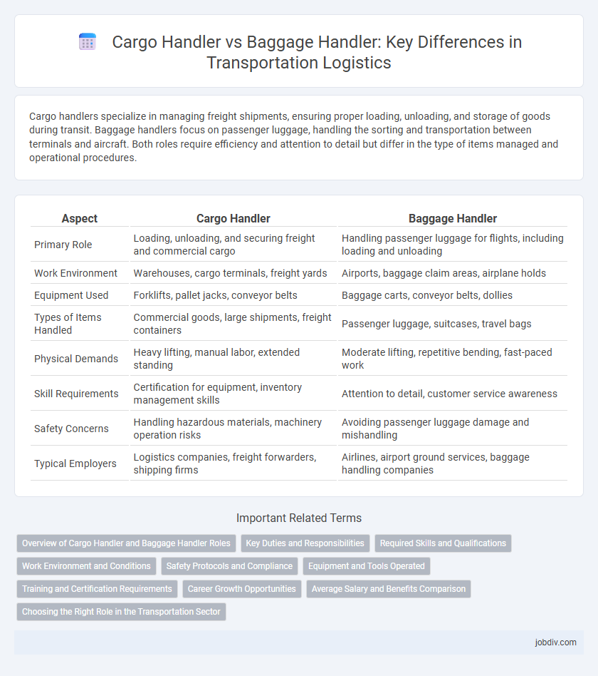 Cargo Handler vs Baggage Handler: Key Differences in Transportation Logistics