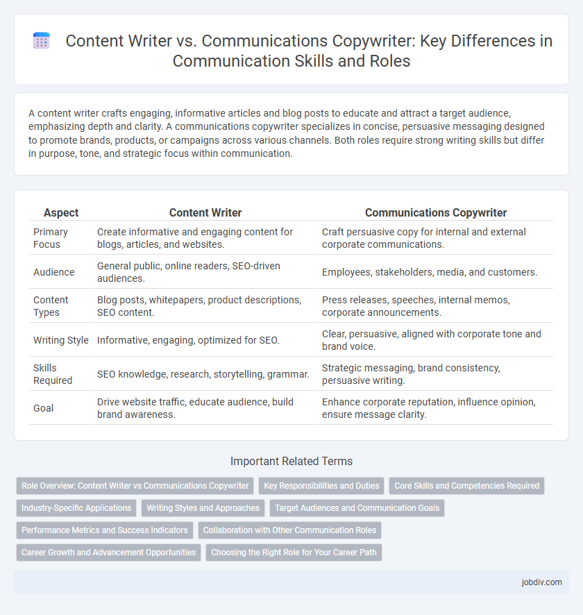 Content Writer vs. Communications Copywriter: Key Differences in Communication Skills and Roles