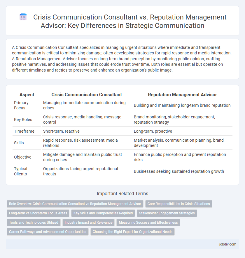 Crisis Communication Consultant vs. Reputation Management Advisor: Key Differences in Strategic Communication