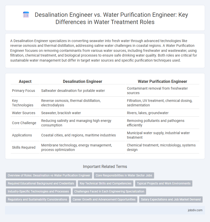 Desalination Engineer vs. Water Purification Engineer: Key Differences in Water Treatment Roles