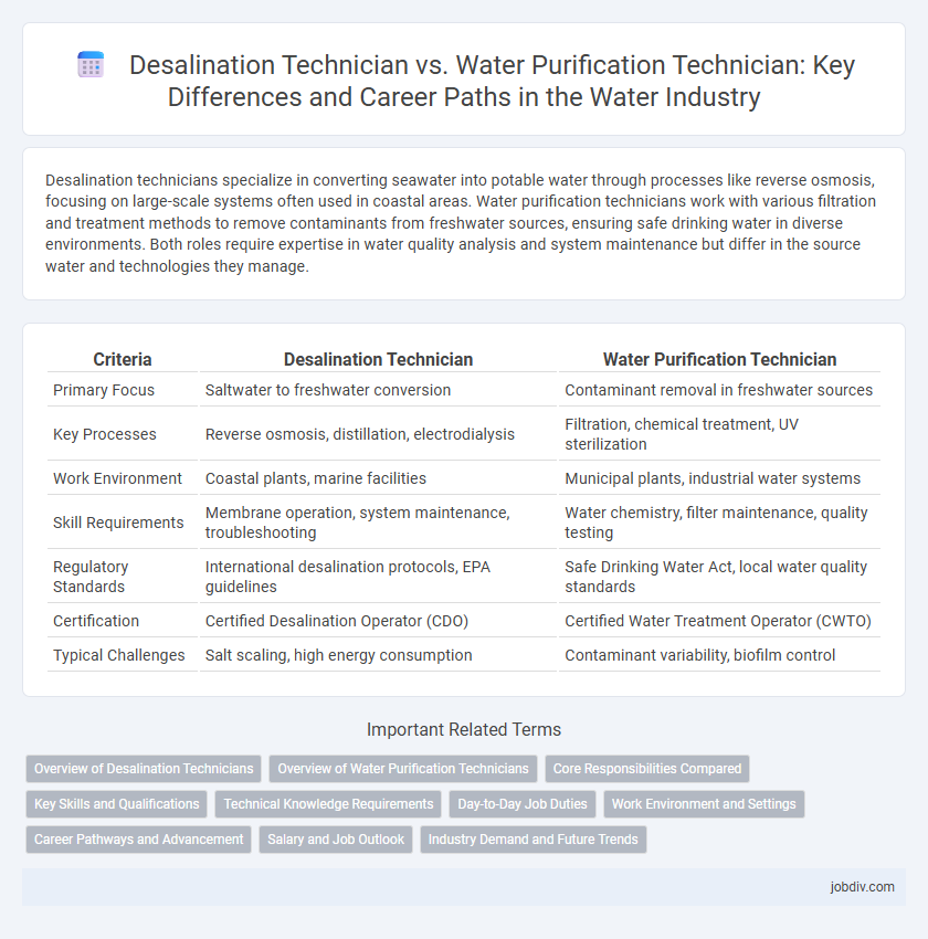 Desalination Technician vs. Water Purification Technician: Key Differences and Career Paths in the Water Industry